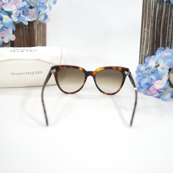 Alexander McQueen 3D Skull Tortoise Logo Havana Acrylic Sunglasses NWT Case main image 4